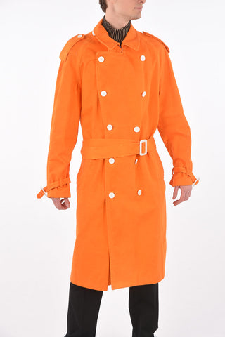 MM10 cappotto doppiopetto in cotone con cintura