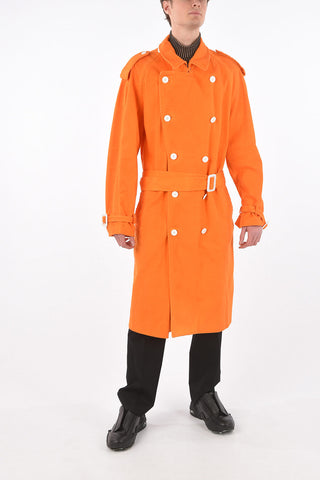 MM10 cappotto doppiopetto in cotone con cintura