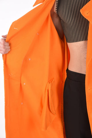 MM10 cappotto doppiopetto in cotone con cintura