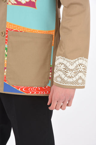 MM10 patchwork details double breasted blazer