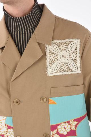 MM10 patchwork details double breasted blazer