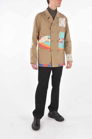 MM10 patchwork details double breasted blazer