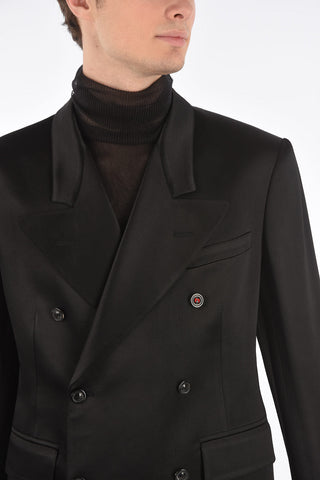 MM14 no vent peak lapel 3-button double breasted suit
