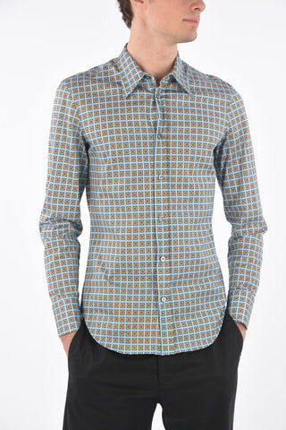 MM10 camicia motivo geometrico con collo italiano