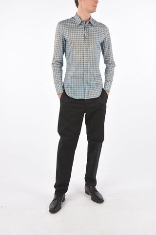 MM10 camicia motivo geometrico con collo italiano
