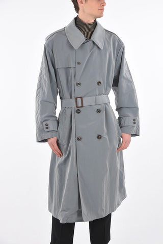 MM14 nylon double brested coat with belt