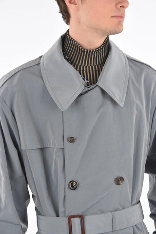 MM14 nylon double brested coat with belt