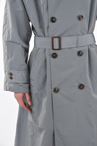 MM14 nylon double brested coat with belt