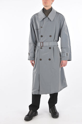 MM14 nylon double brested coat with belt