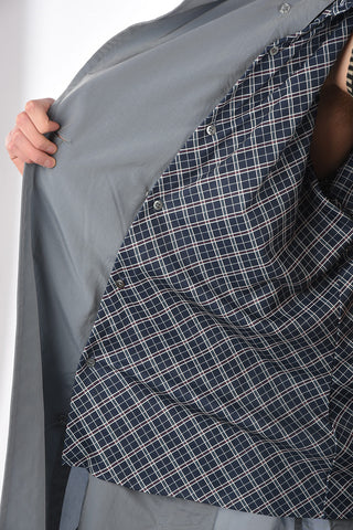 MM14 nylon double brested coat with belt