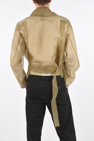MM10 sheer organza jacket with zip closure