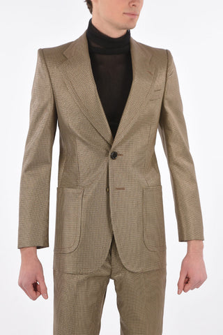 MM14 lurex Houndsthooth motif 1 buttons suit