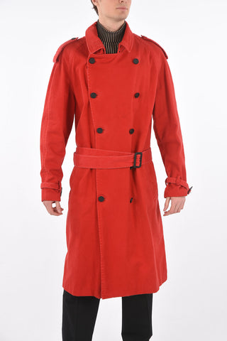 MM10 cappotto doppiopetto in cotone con cintura