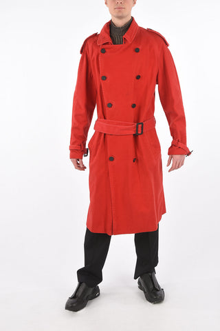 MM10 cappotto doppiopetto in cotone con cintura