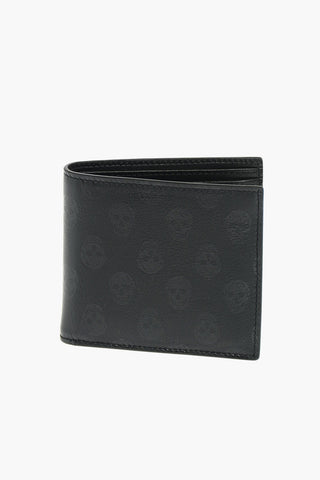skulls printed leather wallet