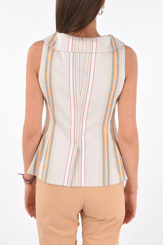 Gilet Monopetto in Cotone con Motivo Bayadere