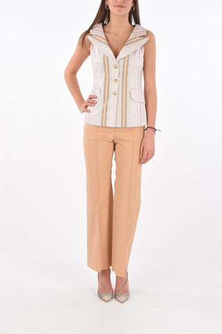 Gilet Monopetto in Cotone con Motivo Bayadere