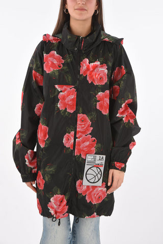 MM0 giubbotto oversized stampa floreale con cappuccio