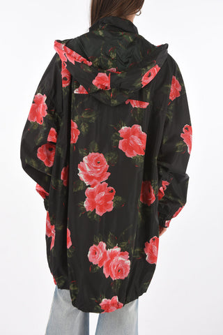 MM0 giubbotto oversized stampa floreale con cappuccio