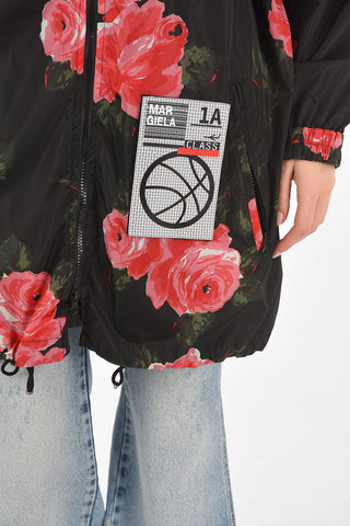 MM0 giubbotto oversized stampa floreale con cappuccio