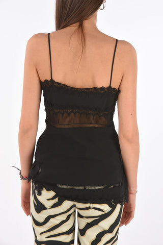 Lace and Viscose Top with Transparent Details
