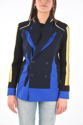 MM0 Doppelreihige Strickjacke mit Spitzenrevers