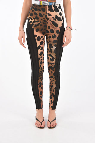 Animal printed pants with sheer side band