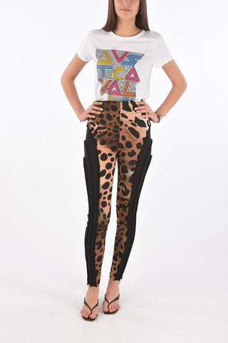 Animal printed pants with sheer side band