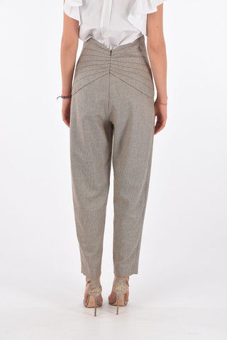 V Waist Herringbone Wool Pants