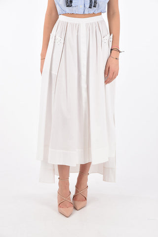 Front Split Asymmetric Skirt with Sangallo Details