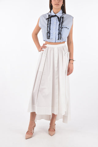 Front Split Asymmetric Skirt with Sangallo Details