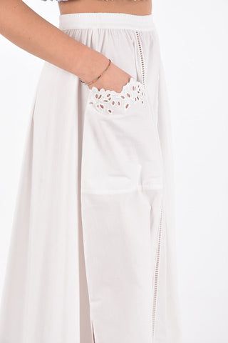 Front Split Asymmetric Skirt with Sangallo Details