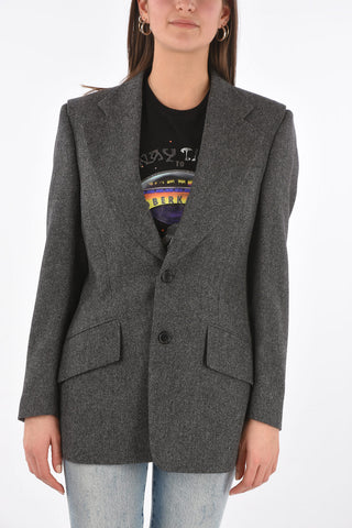 MM0 giacca a 2 bottoni in tweed due spacchi revers classico