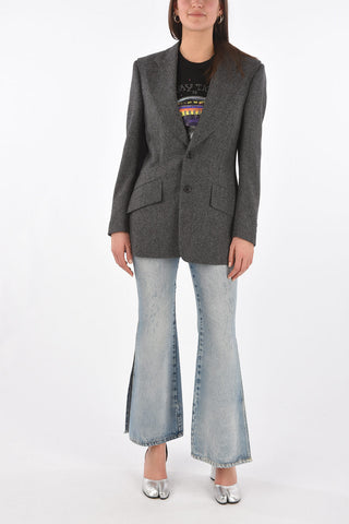 MM0 giacca a 2 bottoni in tweed due spacchi revers classico