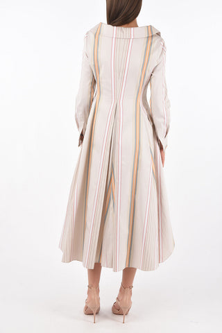 Bayadere Shirt Dress with Front Buttoning