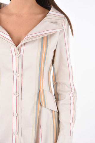 Bayadere Shirt Dress with Front Buttoning