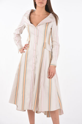 Bayadere Shirt Dress with Front Buttoning