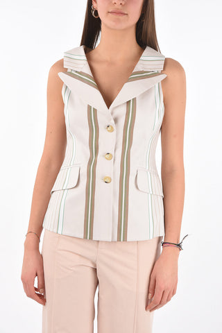 Single-breasted Bayadere Cotton Vest