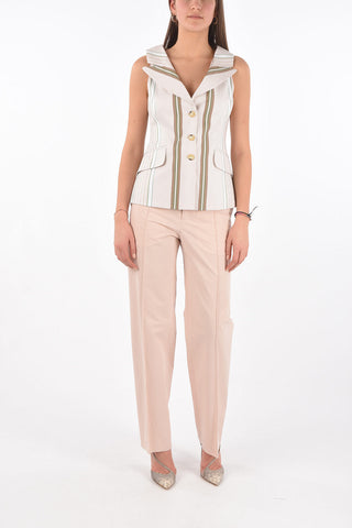 Single-breasted Bayadere Cotton Vest