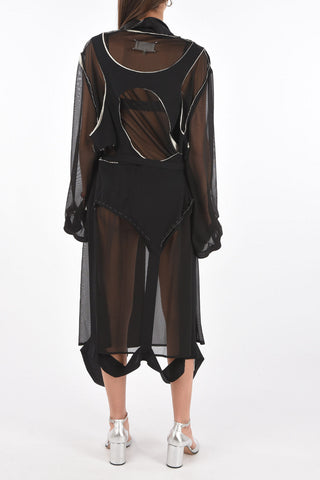 MM0 Cut-Out-Kleid aus Seide mit Gürtel