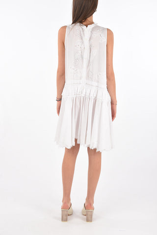 Sleeveless Carved Embroidery Midi Dress