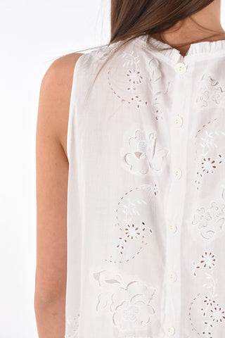 Sleeveless Carved Embroidery Midi Dress