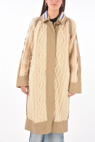 MM1 cable knit coat with hidden closure
