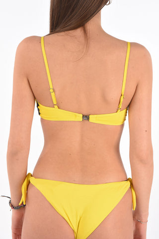 frontal zip bandeau bikini top