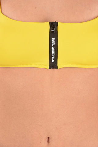 frontal zip bandeau bikini top