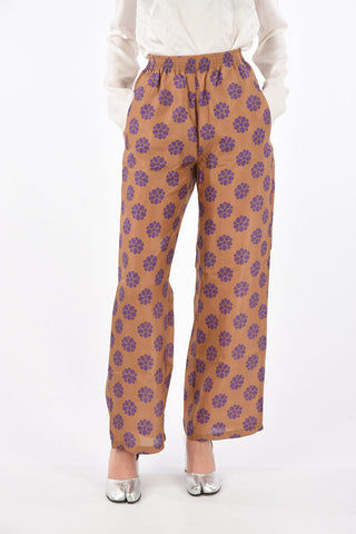 MM6 floral motif silk wide pants