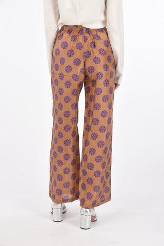 MM6 floral motif silk wide pants