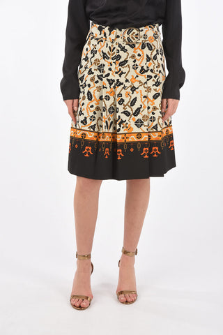MM0 geometric motif pleated skirt