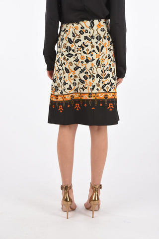 MM0 geometric motif pleated skirt