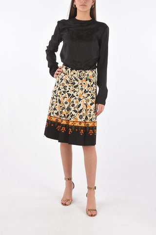 MM0 geometric motif pleated skirt